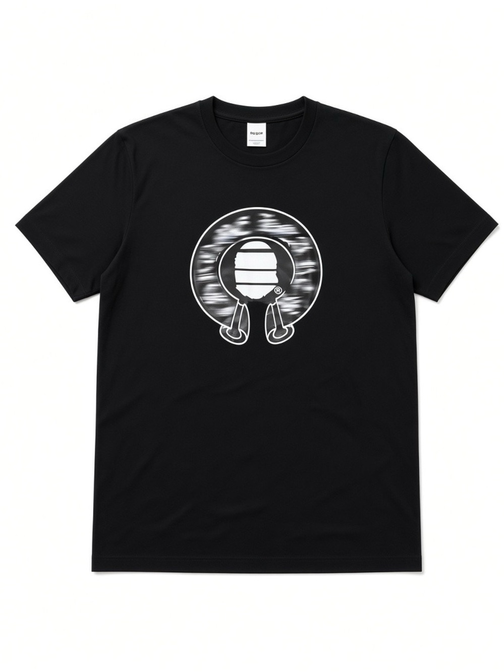 Halo Black Tee with White Earbud Graphic